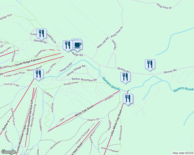map of restaurants, bars, coffee shops, grocery stores, and more near 159 Ridge Run Road in Newry