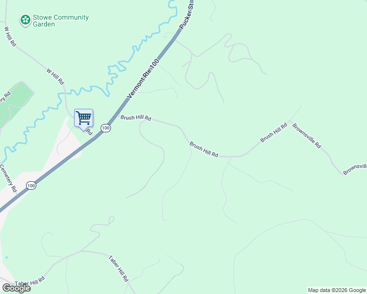 map of restaurants, bars, coffee shops, grocery stores, and more near 368 Brush Hill Road in Stowe