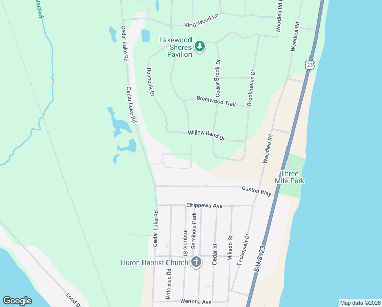 map of restaurants, bars, coffee shops, grocery stores, and more near Ahrens Street in Oscoda Township