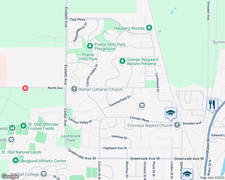 map of restaurants, bars, coffee shops, grocery stores, and more near 951 Ensley Avenue in Northfield