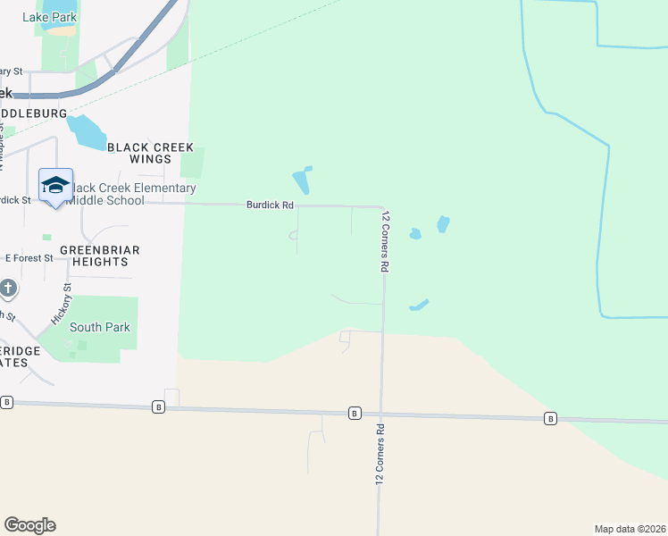 map of restaurants, bars, coffee shops, grocery stores, and more near W4967 Burdick Road in Black Creek