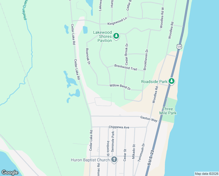 map of restaurants, bars, coffee shops, grocery stores, and more near 4724 Willow Bend Drive in Oscoda