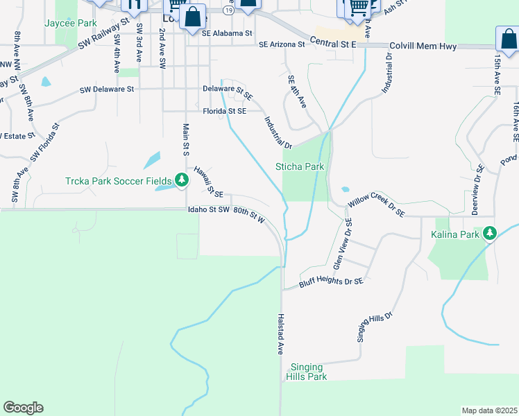 map of restaurants, bars, coffee shops, grocery stores, and more near 225 Hawaii Street Southeast in Lonsdale
