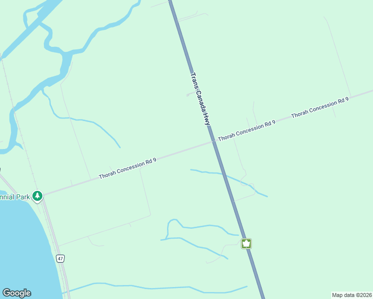map of restaurants, bars, coffee shops, grocery stores, and more near 1365 Thorah Concession Road 9 in Brock