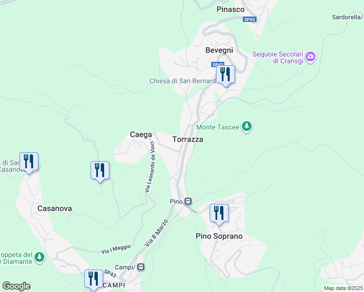 map of restaurants, bars, coffee shops, grocery stores, and more near in Torrazza