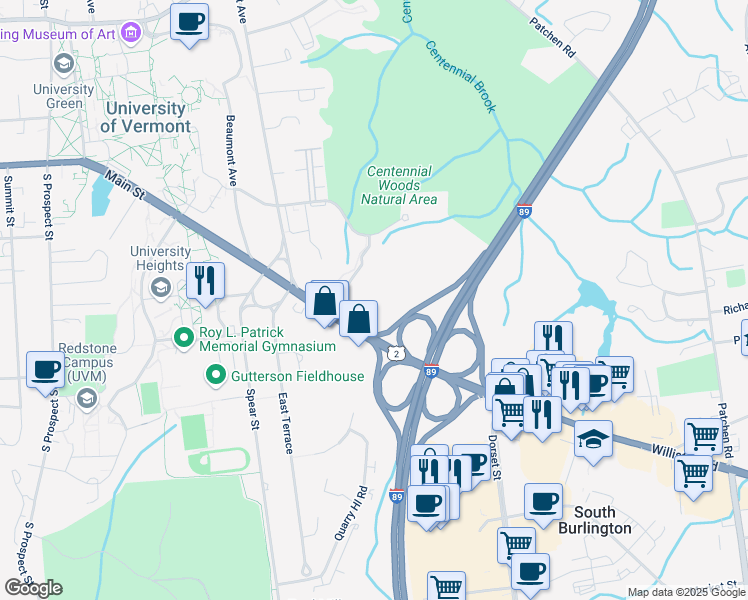 map of restaurants, bars, coffee shops, grocery stores, and more near 870 Williston Road in South Burlington