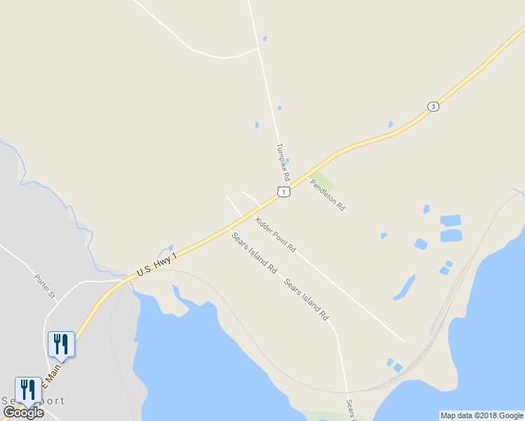map of restaurants, bars, coffee shops, grocery stores, and more near 308 East Main Street in Searsport