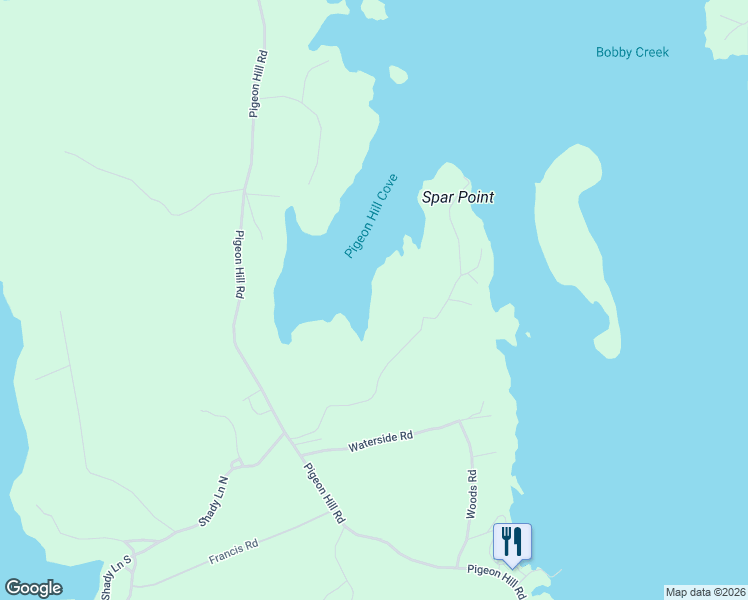 map of restaurants, bars, coffee shops, grocery stores, and more near Back Shore Road in Steuben