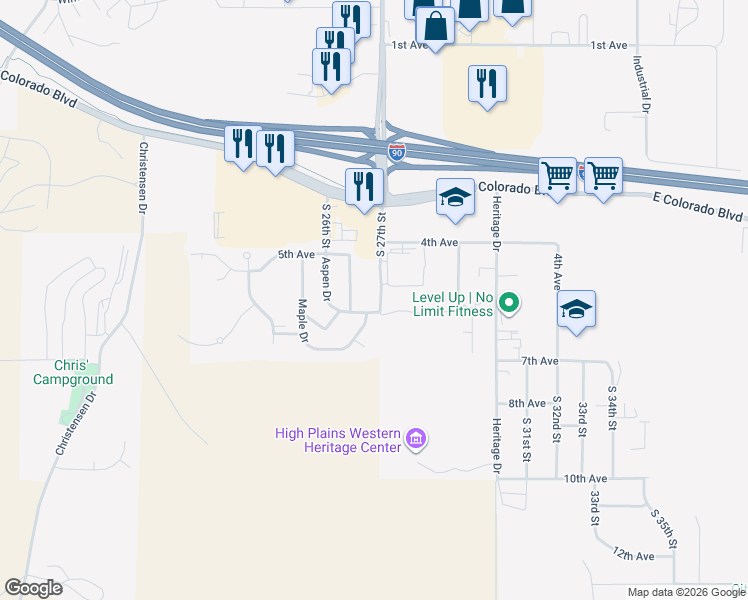map of restaurants, bars, coffee shops, grocery stores, and more near 721 Maple Drive in Spearfish