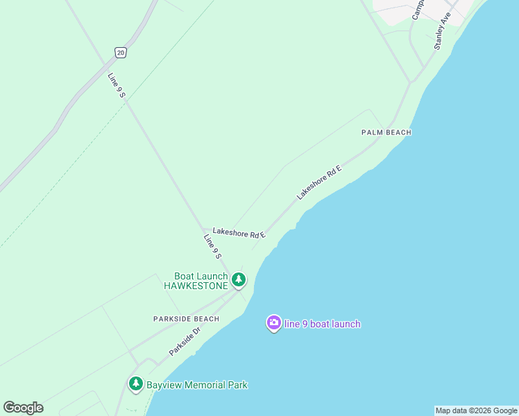 map of restaurants, bars, coffee shops, grocery stores, and more near 980 Lakeshore Road East in Hawkestone