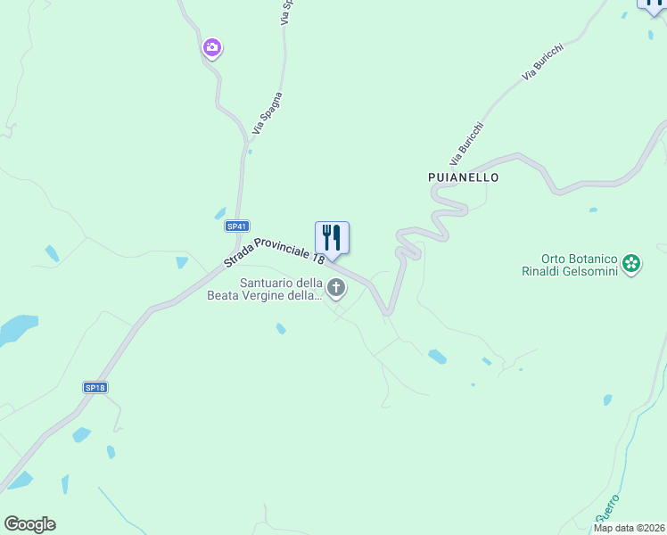 map of restaurants, bars, coffee shops, grocery stores, and more near 6B Via del Santuario in Madonna di Puianello