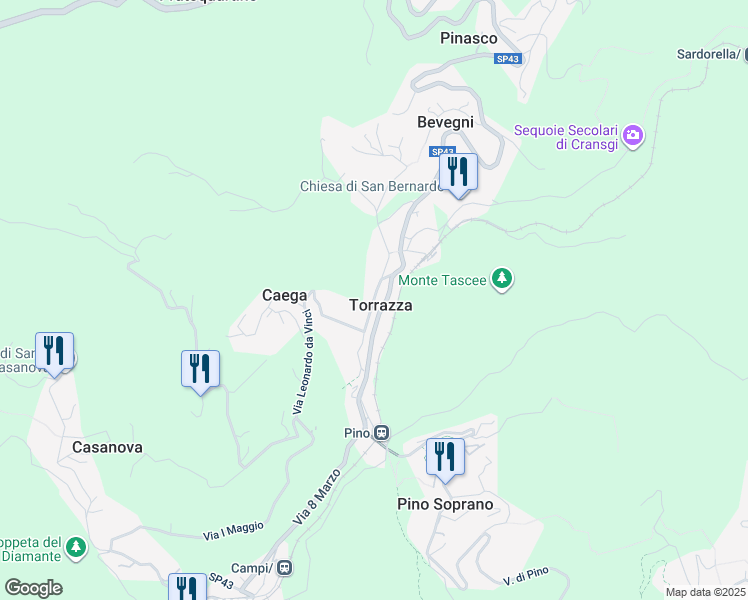 map of restaurants, bars, coffee shops, grocery stores, and more near in Torrazza