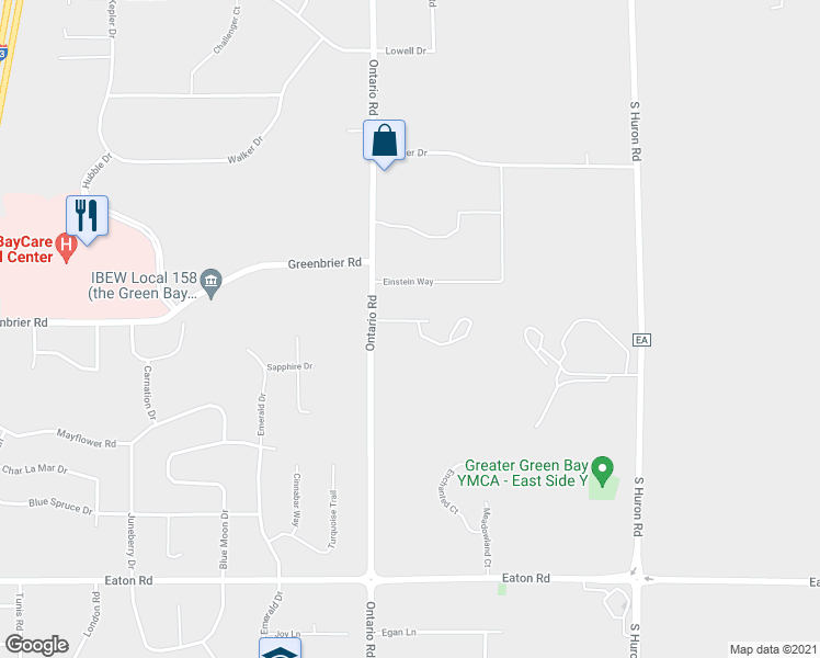 map of restaurants, bars, coffee shops, grocery stores, and more near 1509 Ontario Road in Bellevue
