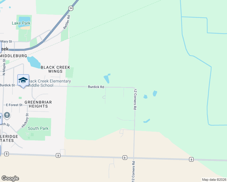 map of restaurants, bars, coffee shops, grocery stores, and more near W4967 Burdick Road in Black Creek