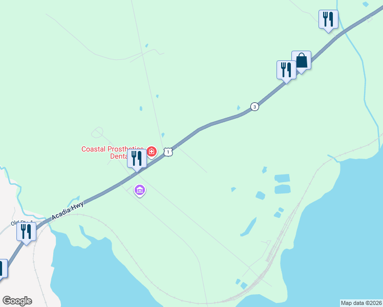 map of restaurants, bars, coffee shops, grocery stores, and more near 28 Pendleton Road in Searsport