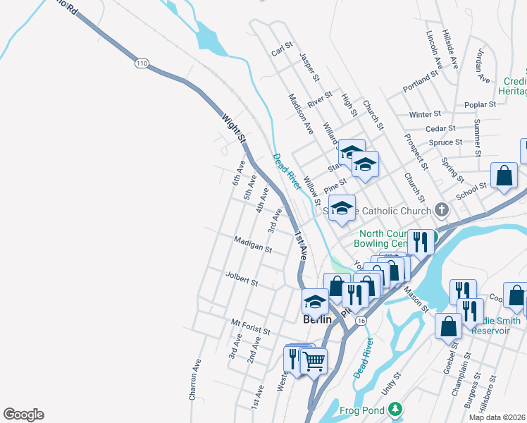 map of restaurants, bars, coffee shops, grocery stores, and more near 820 4th Avenue in Berlin