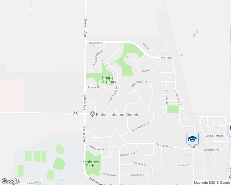 map of restaurants, bars, coffee shops, grocery stores, and more near 1306 Cannon Valley Drive in Northfield