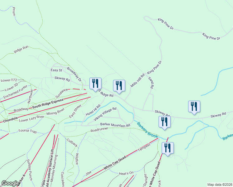 map of restaurants, bars, coffee shops, grocery stores, and more near 227 Skiway Road in Newry