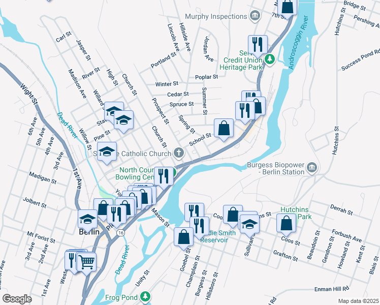 map of restaurants, bars, coffee shops, grocery stores, and more near 25 Success Street in Berlin