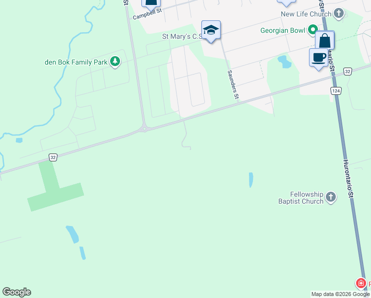 map of restaurants, bars, coffee shops, grocery stores, and more near 7833 Poplar Sideroad in Collingwood