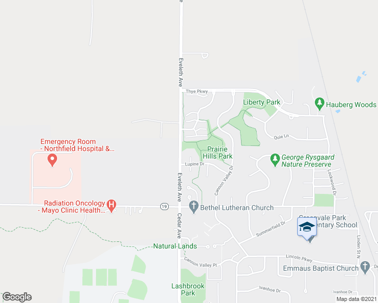 map of restaurants, bars, coffee shops, grocery stores, and more near 1421 Blue Flag Court in Northfield