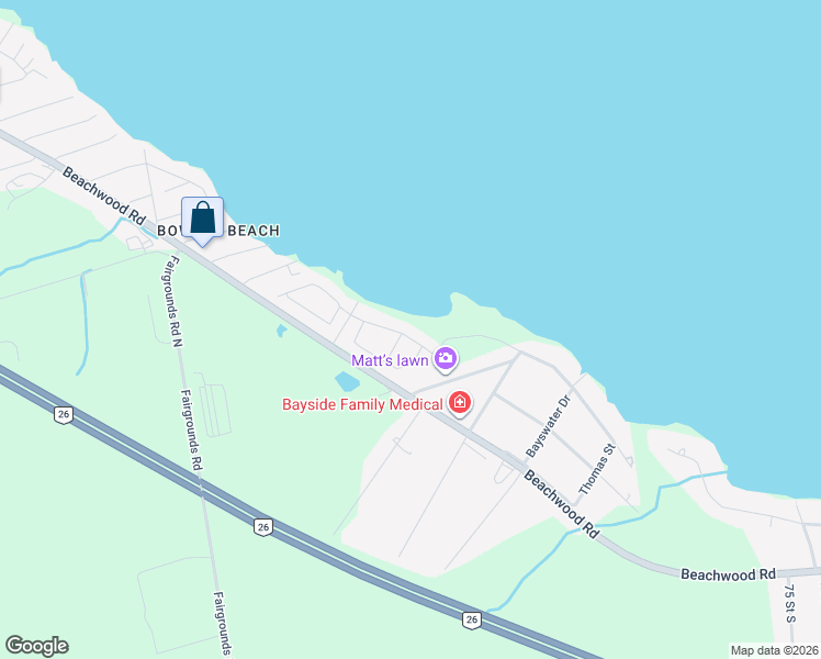 map of restaurants, bars, coffee shops, grocery stores, and more near 46 Waterview Road in Wasaga Beach