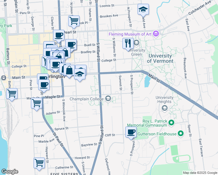 map of restaurants, bars, coffee shops, grocery stores, and more near 190 Jackson Court in Burlington