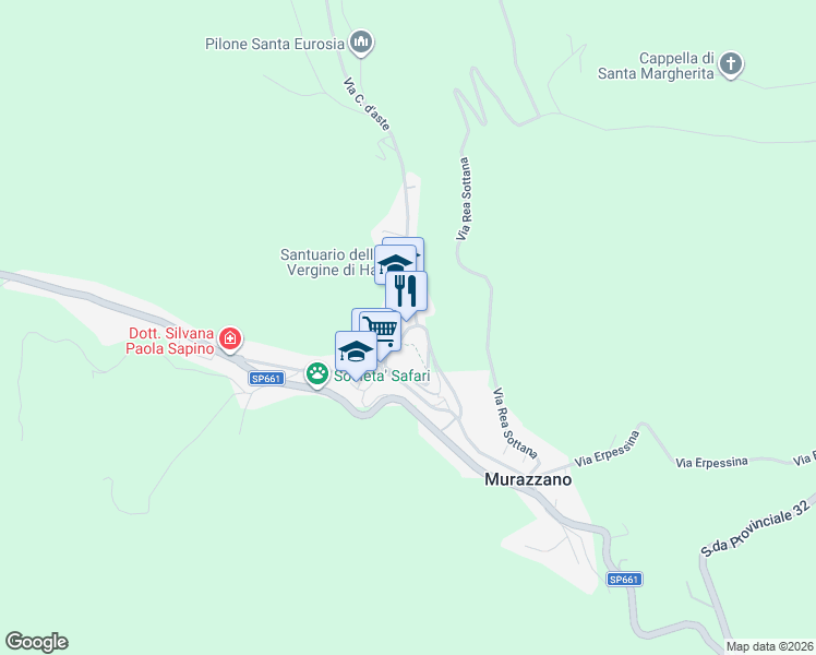 map of restaurants, bars, coffee shops, grocery stores, and more near 6 Piazza Monsignor Giovanni Dadone in Murazzano