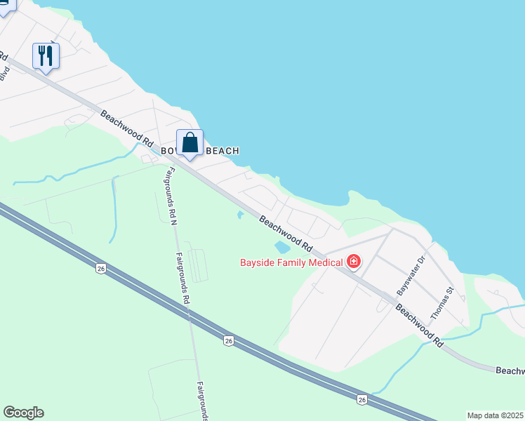 map of restaurants, bars, coffee shops, grocery stores, and more near 20 Leeward Circle in Collingwood