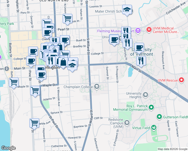 map of restaurants, bars, coffee shops, grocery stores, and more near 190 Jackson Court in Burlington