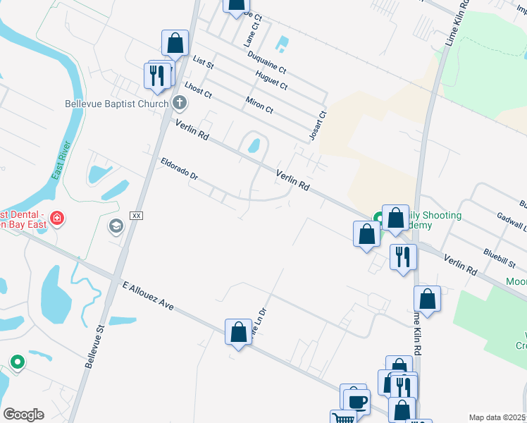 map of restaurants, bars, coffee shops, grocery stores, and more near 1842 Eldorado Drive in Green Bay