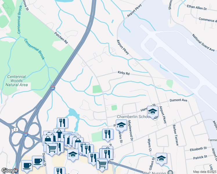 map of restaurants, bars, coffee shops, grocery stores, and more near 11 Queensbury Road in South Burlington