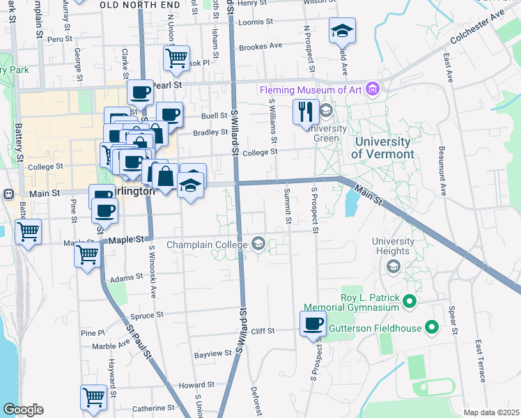 map of restaurants, bars, coffee shops, grocery stores, and more near 39 Harrington Terrace in Burlington