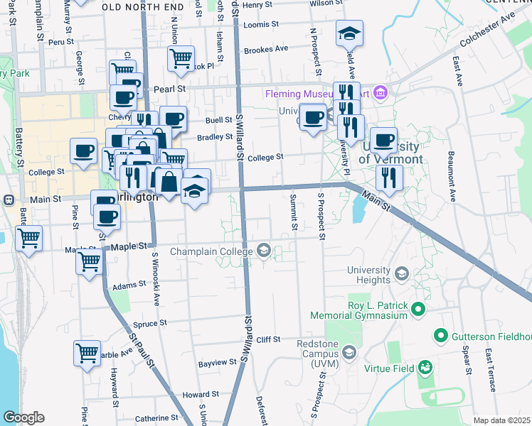 map of restaurants, bars, coffee shops, grocery stores, and more near 190 Jackson Court in Burlington