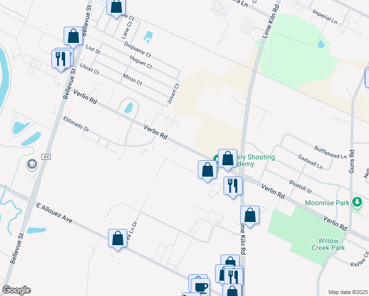 map of restaurants, bars, coffee shops, grocery stores, and more near 1915 Verlin Road in Green Bay
