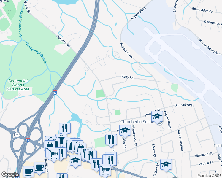 map of restaurants, bars, coffee shops, grocery stores, and more near 11 Queensbury Road in South Burlington