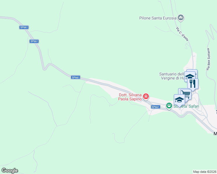 map of restaurants, bars, coffee shops, grocery stores, and more near 179 Via Roma in Murazzano