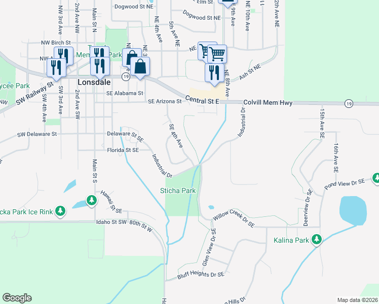 map of restaurants, bars, coffee shops, grocery stores, and more near 568 Southeast 4th Avenue in Lonsdale