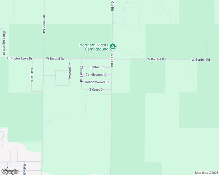 map of restaurants, bars, coffee shops, grocery stores, and more near 2543-2717 Meadowwood Drive in Roscommon