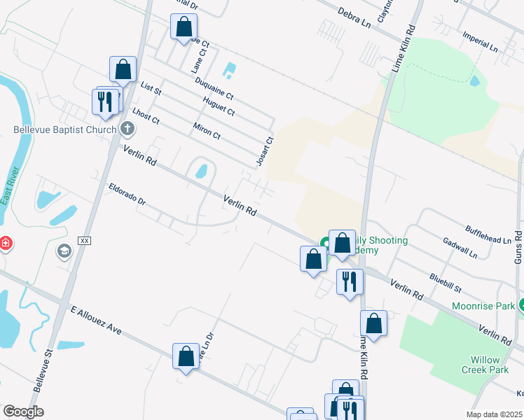 map of restaurants, bars, coffee shops, grocery stores, and more near 1891 Verlin Road in Green Bay