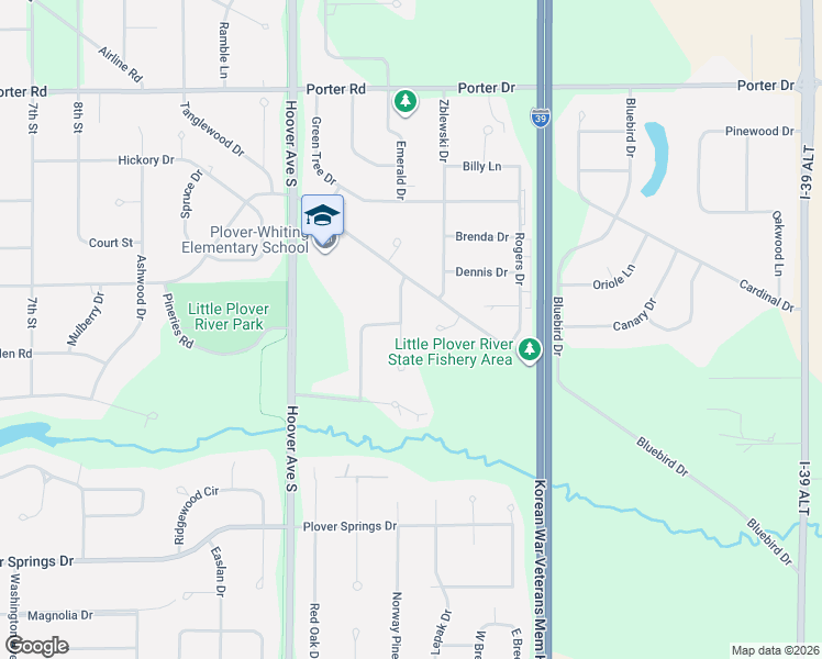map of restaurants, bars, coffee shops, grocery stores, and more near 1421 Melissa Court in Plover