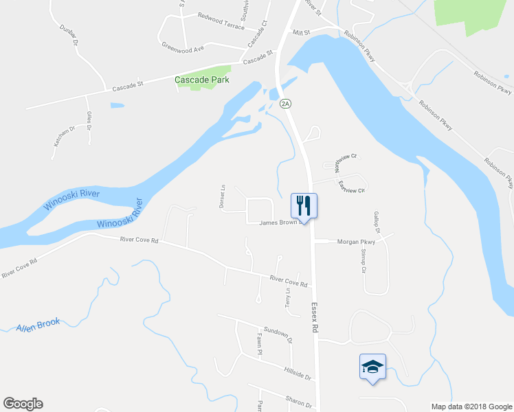 map of restaurants, bars, coffee shops, grocery stores, and more near 121 Park Avenue in Williston