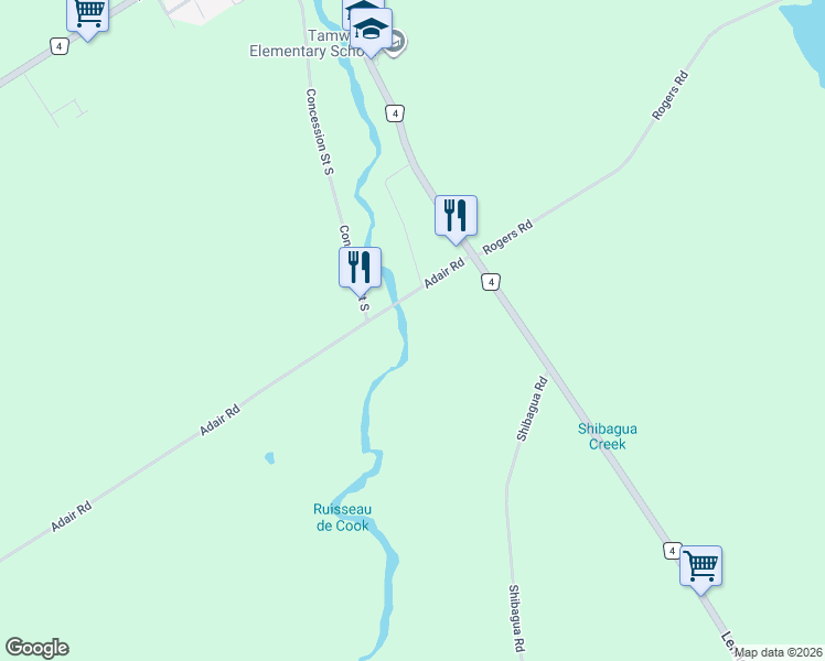 map of restaurants, bars, coffee shops, grocery stores, and more near 462 B Adair Road in Tamworth