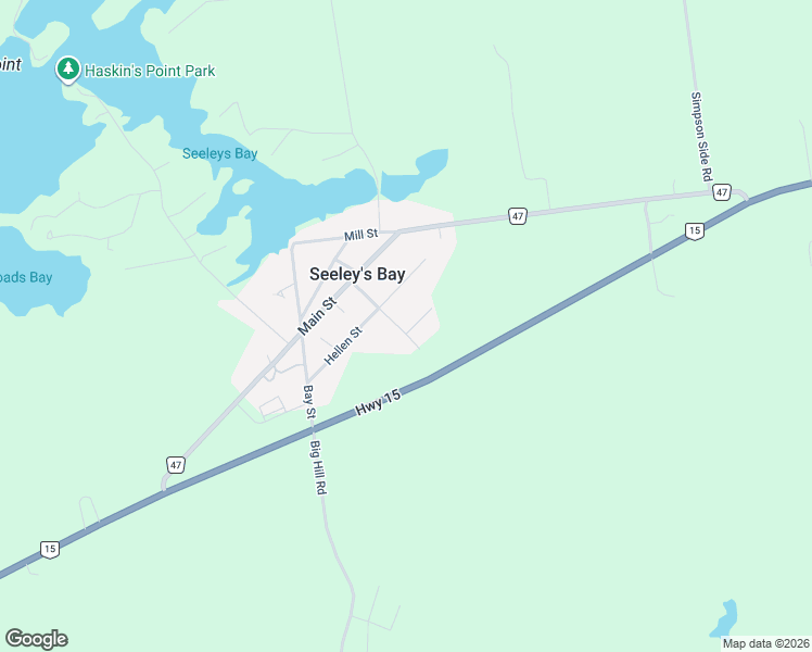 map of restaurants, bars, coffee shops, grocery stores, and more near 32 Adelaide Street in Seeley's Bay