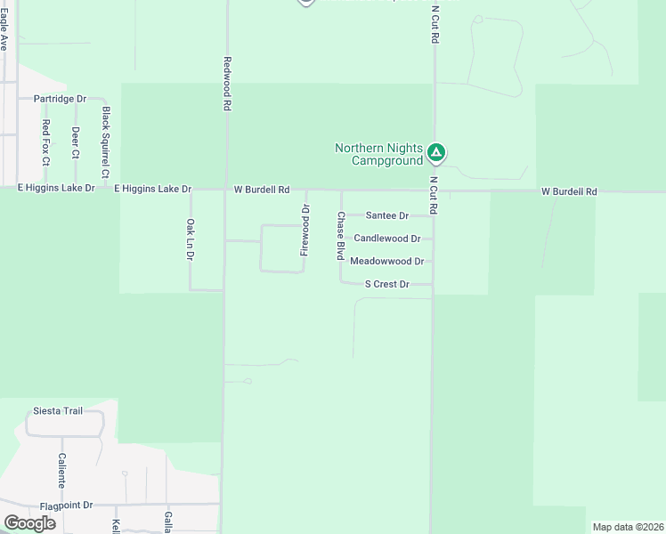 map of restaurants, bars, coffee shops, grocery stores, and more near 2595-9967 Chase Boulevard in Roscommon