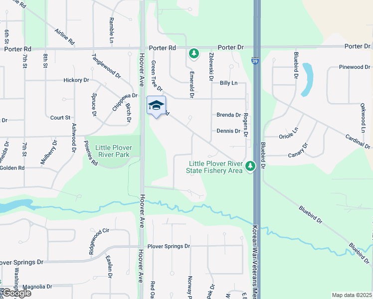 map of restaurants, bars, coffee shops, grocery stores, and more near 1431 Brookshire Drive in Plover