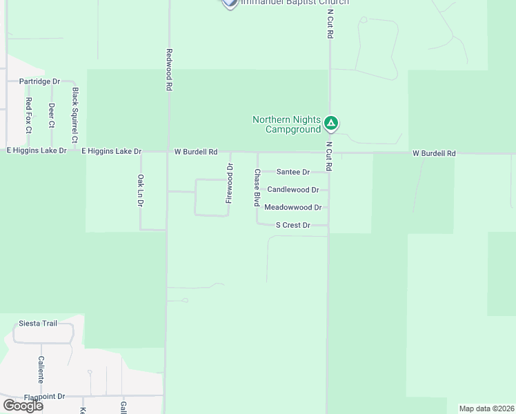 map of restaurants, bars, coffee shops, grocery stores, and more near 2543 Meadowwood Drive in Roscommon