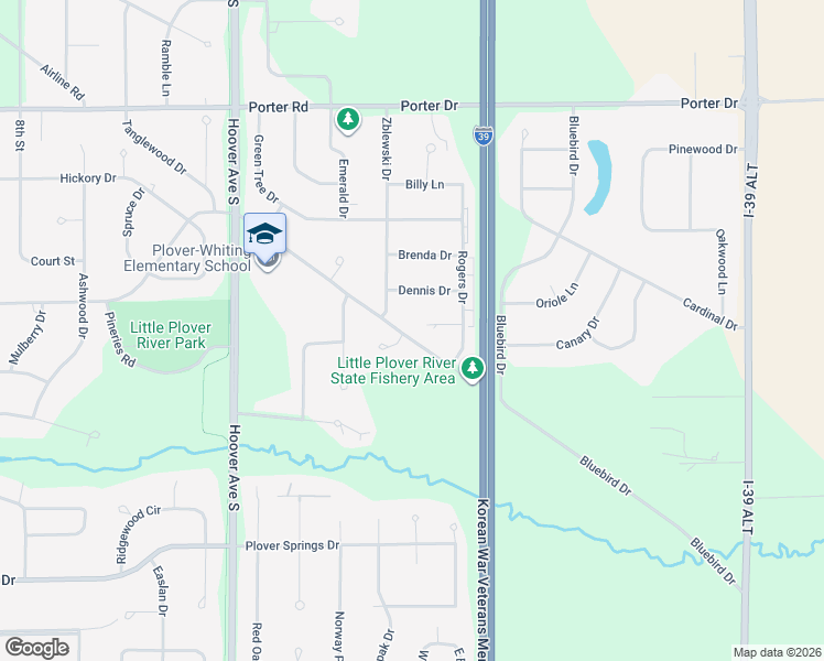 map of restaurants, bars, coffee shops, grocery stores, and more near 1420 Airline Road in Plover