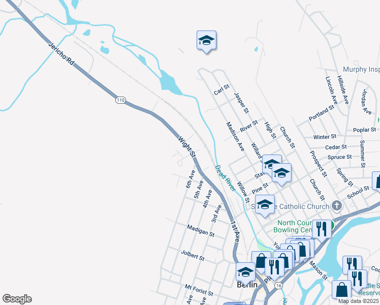 map of restaurants, bars, coffee shops, grocery stores, and more near 171 Wight Street in Berlin