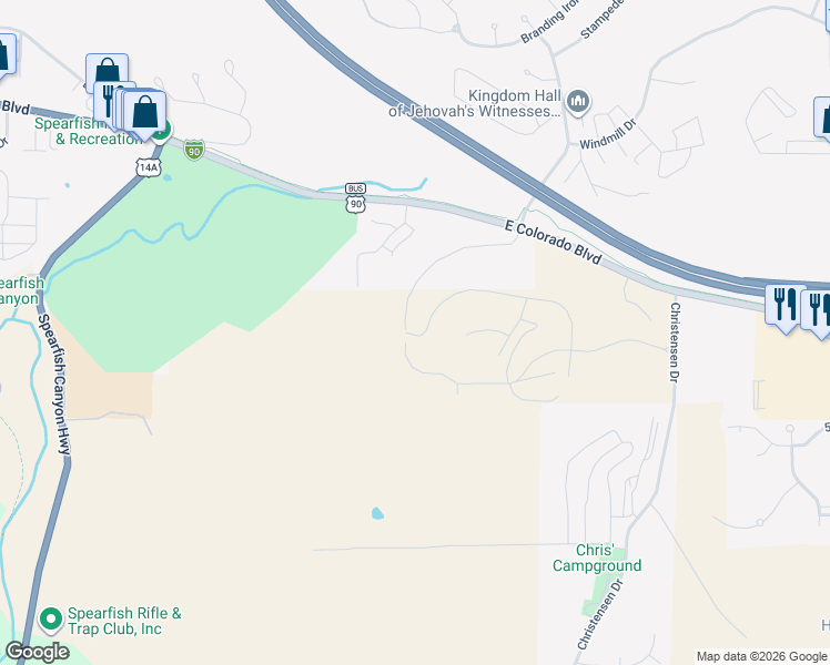 map of restaurants, bars, coffee shops, grocery stores, and more near in Spearfish